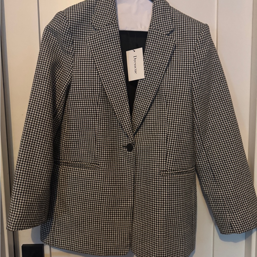 H&M Black and White Checkered Blazer